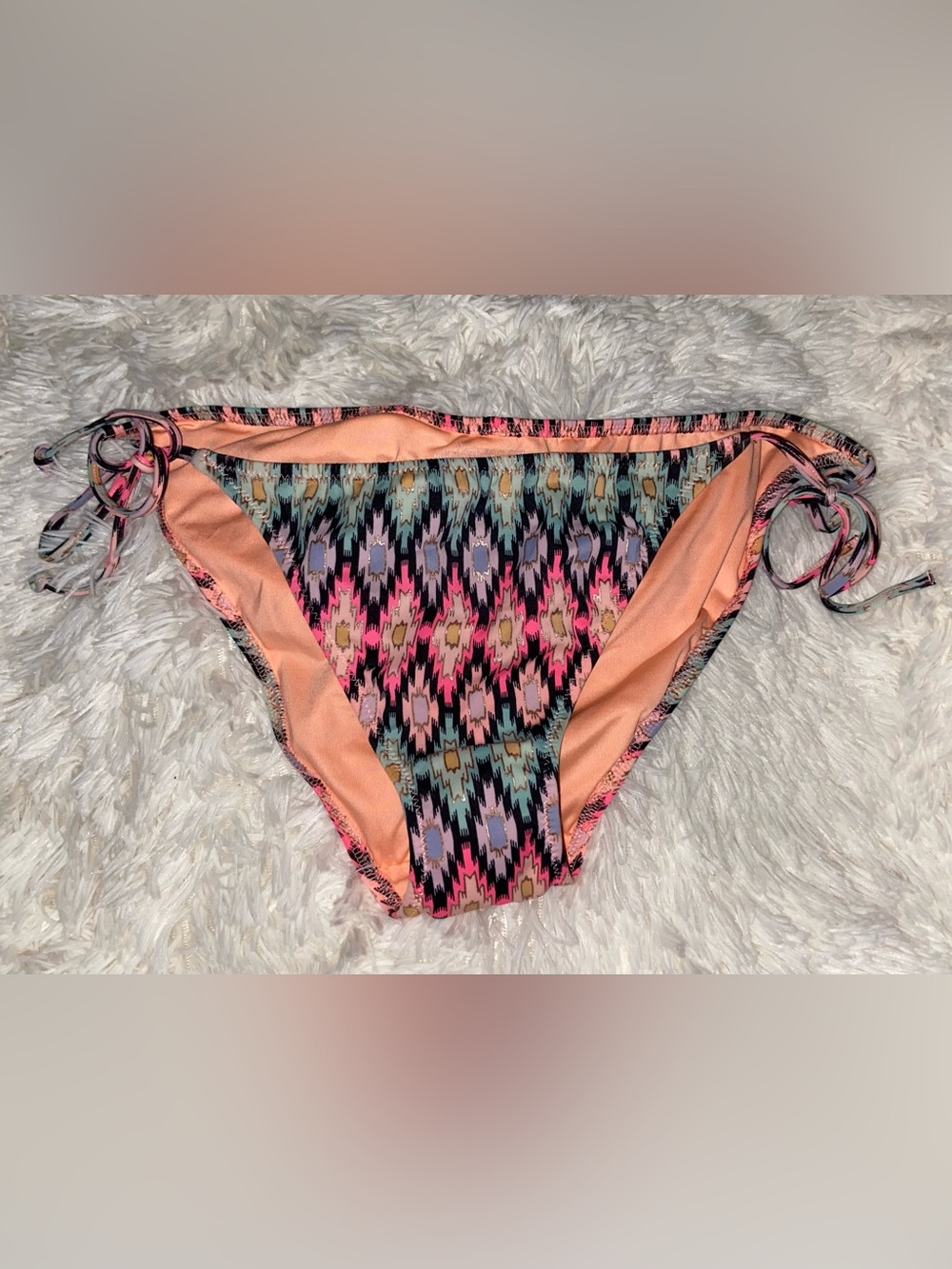 Victoria's Secret Peach & Multi-Pattern Tie-Side Bikini Bottom